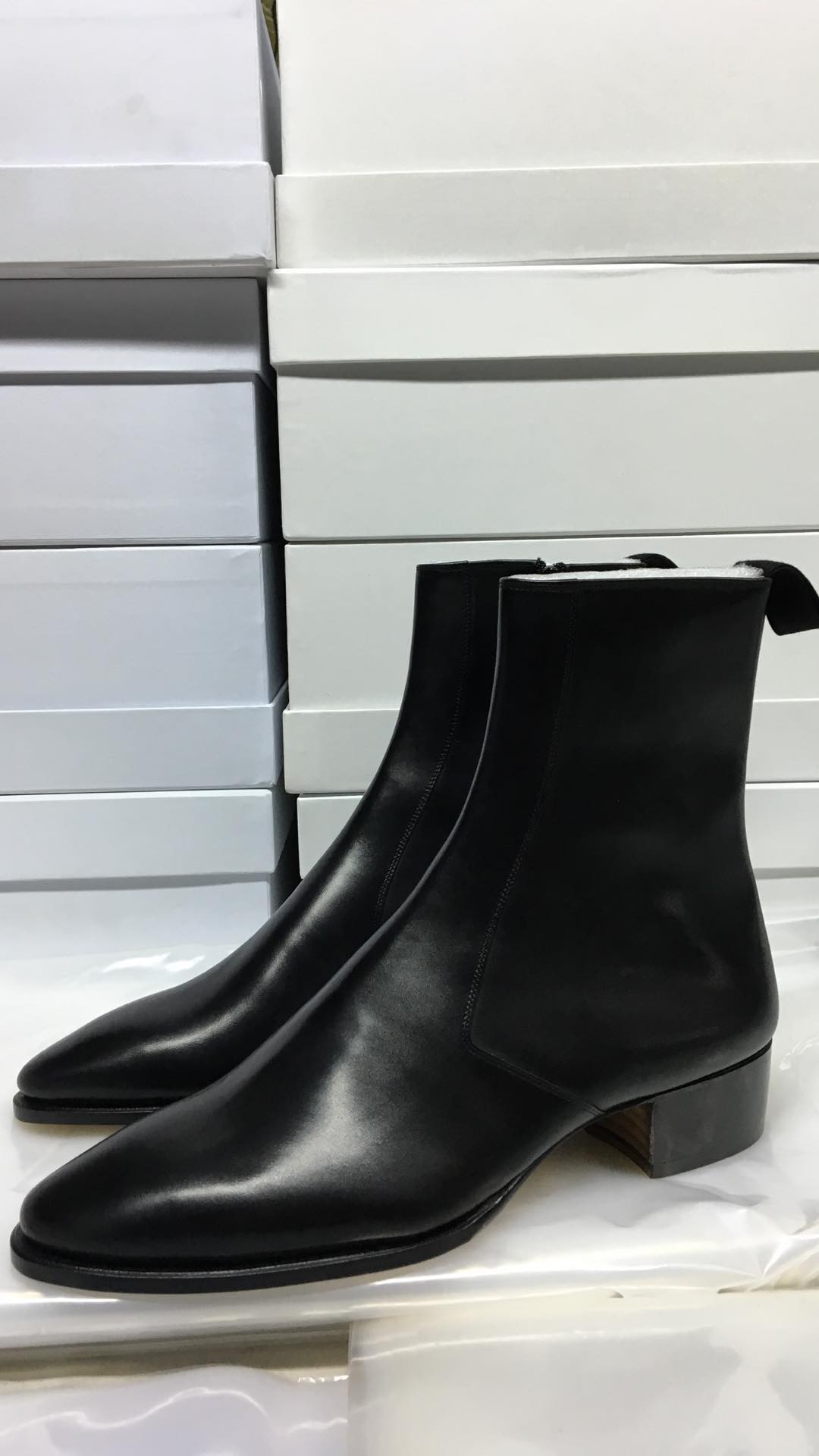 545 40mm Calf 01 Black Front Panel Boot | Made To Order | Story Et Fall ...